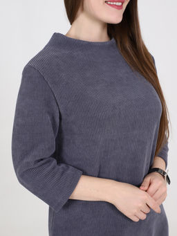 Платье из трикотажного велюра графитовое - Odis фото 9