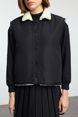 Trendyolmilla Ekru Regular Kal?p Cift Tarafl? Cepli Pelus Yelek TWOAW25YE00036  фото 4