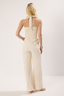 TRENDYOLMILLA Tas Boyundan Baglamal? Genis Paca Formlu Uzun Dokuma Tulum TWOSS25TU00008  фото 5