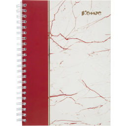 Бизнес-тетрадь А4 120л Комус МраморКрасный клетк,80г,греб,карт,фольг,УФ-лак