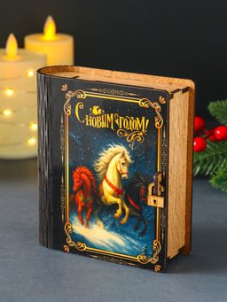 Новогодняя копилка-книга для денег «Тройка лошадей», купюр, монет, 14×12×5 см