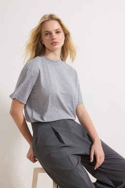 TRENDYOLMILLA Beyaz %100 Pamuk Basic Regular/Normal Kal?p Dik Yaka Orme T-Shirt TWOAW20TS0096  фото 54