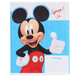 Цена за 20 шт. Тетрадь в клетку 12 листов, 5 видов МИКС, обложка мелованная бумага, Микки Маус