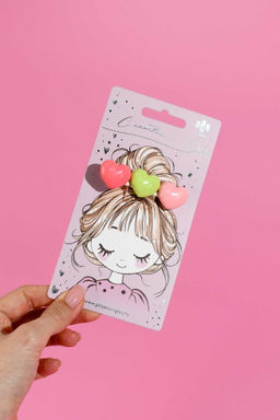 Заколка для волос зажим, арт. 71773 / 10 СЕРДЕЧКИ (в наборе: 1шт., 6,5 см, черный металл, полиэфирная смола, цвет: розовый, светло-зелёный, светло-розовый, подложка из мелованного картона + ПЭТ-пакет с европодвесом)