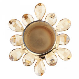 Подсвечник металлический "Аурелия" h28см, чаша с колбой стекло д5см, h10см, нескользящее основание д10см, золотой/янтарный, в коробке (Китай)