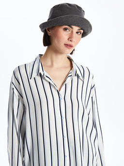 ?izgili Uzun Kollu Oversize Kad?n G?mlek