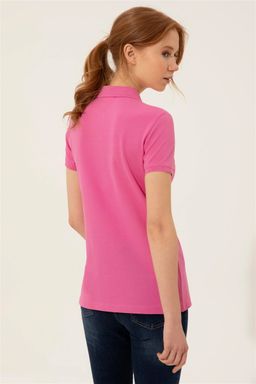 Женская розовая футболка с воротником поло Basic - U.s. polo assn фото 5