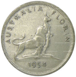 Монета 1 флорин 1954 года Австралия Королевский визит в Австралию