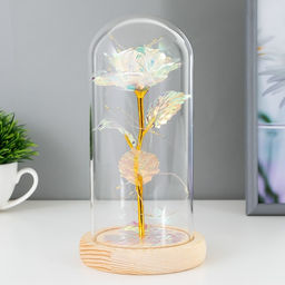 Фигурка светящаяся колба RISALUX Яркий цветок, LED-ночник, от батареек 3?ААА, 11?11?21.5 см