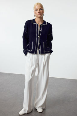 Lacivert Renk Bloklu Polo Yaka Triko H?rka TWOAW25HI00218