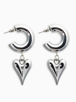 Серьги "Новый стиль", сердечки, цвет серебро d2,5см