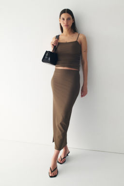 Cooling Slim Fit Ribbed midi skirt - H&m фото 4