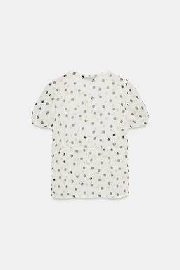TOP GEORGETTE SEMITRANSPARENTE / Blanco / Negro - Zara фото 3