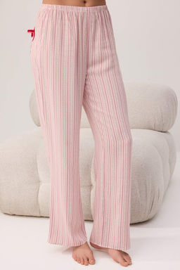 Bordo-Cok Renkli %100 Pamuklu Cicekli Kalp Detayl? Viskon Dokuma Pijama Tak?m? THMSS26PT00006 - Trendyolmilla фото 7
