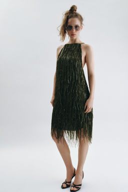 VESTIDO FLECOS LENTEJUELAS ZW COLLECTION / Verde - Zara фото 2