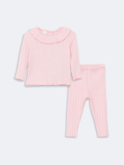 Bisiklet Yaka K?z Bebek Bluz ve Tayt 2li Tak?m