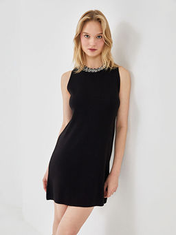 Bisiklet Yaka Ta?l? Kad?n Triko Elbise