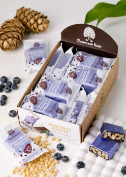 Батончик Кедровое золото с черникой, 630 г | шоу-бокс  18 батончиков