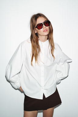 POPLIN PUFF SLEEVE SHIRT - Zara фото 6