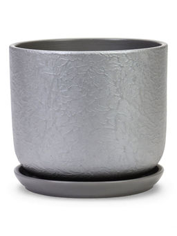 Горшок цветочный с поддоном 3 л, d18/h15,5 см серый керамика, "Перл" (М)