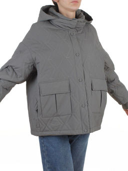 BM4836 GRAY/GREEN Куртка стеганная демисезонная женская (50 гр. холлофайбер)