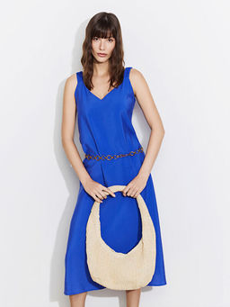 V Yaka Ask?l? Kad?n Elbise