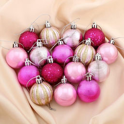 Ёлочные игрушки Гламурный МИКС, шары новогодние, d=4 см, набор 35 шт., золотисто-розовый