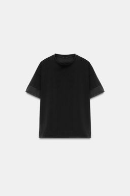 CAMISETA HEAVY COTTON MANGA CORTA / Negro - Zara фото 4