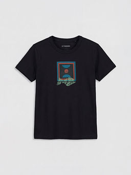 Bisiklet Yaka Bask?l? Erkek ?ocuk Ti??rt