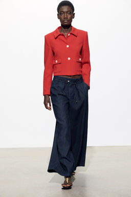 DARTED WIDE-LEG TROUSERS