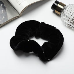 Цена за 3 шт. Резинка для волос «Орбита», бархат, чёрная