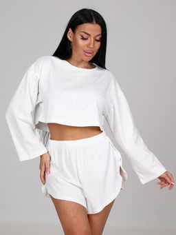 45 ПИЖАМА ЖЕНСКАЯ (шорты) (Белый) - А-дина фото 3