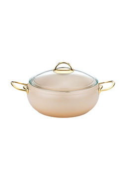 Кастрюля с крышкой стеклянной 28х11,5 см (6,6 л) с АПП, цв. кремовый/золотой, арт. 3000-CRM/GD-28