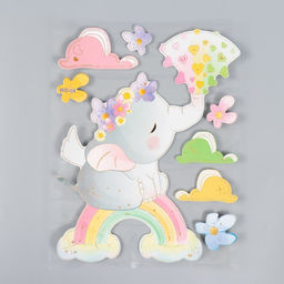 Наклейка интерьерная Слоник на радуге, EVA, 41?31.5 см