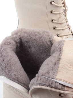 04-PAS70-2Z LT. BEIGE Ботинки зимние женские (натуральная кожа, 100% шерсть)