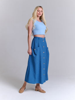 Льняная юбка с резинками по бокам лен с вискозой