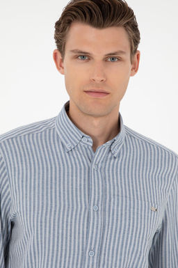 Мужская голубая рубашка с длинным рукавом - U.s. polo assn фото 2