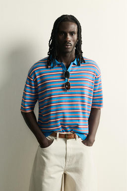 POLO PUNTO JACQUARD RAYAS / Azul claro - Zara фото 2