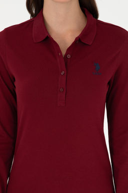 Женский бордово-красный базовый свитшот - U.s. polo assn фото 6