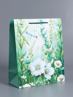 Пакет подарочный ламинированный «Летний лес», зелёный, 26×12×32 см