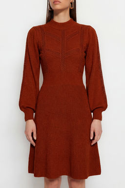 Kiremit Mini Triko Dantelli Elbise TWOAW22EL0011