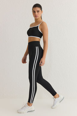 TRENDYOLMILLA Siyah Serit Detayl? Tam Boy Orme Spor Tayt THMSS25TY00005