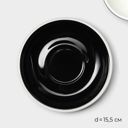 Кофейная пара Magistro Coffee time, чашка 300 мл, блюдце d=15.5 см, фарфор, чёрная