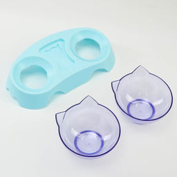 Миски пластиковые на голубой подставке 30 х 15,5 х 12 см прозрачные - Пижон фото 3