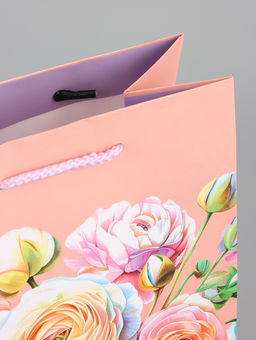 Цена за 2 шт. Пакет подарочный ламинированный вертикальный Цветочная роспись, 18?22.3?10 см