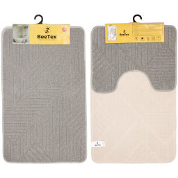 Комплект ковриков для ванной и туалета Bee Tex 55x90 + 45x55 серый МС 3-001
