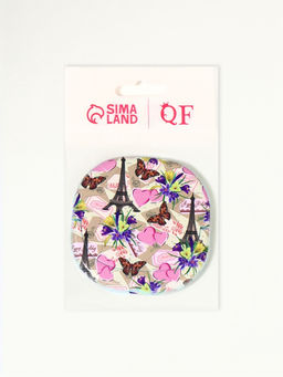 Зеркало карманное «Узор», с подставкой, 8×8 см, фиолетовое