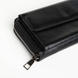 Портмоне мужское на молнии, отдел для карт, монет, чёрное