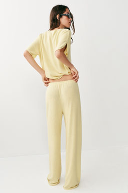 PANTAL?N R?STICO WIDE LEG / Amarillo claro - Zara фото 4
