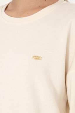 Kad_n Krem G_mlek Detayl_ Bisiklet Yaka Sweatshirt